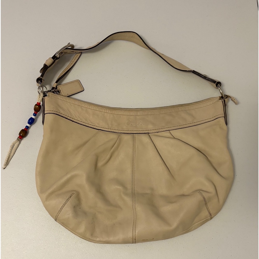 Coach Ergo Pleated Hobo Bag Cream Beige Leather Shoulder Bag F13731 a5